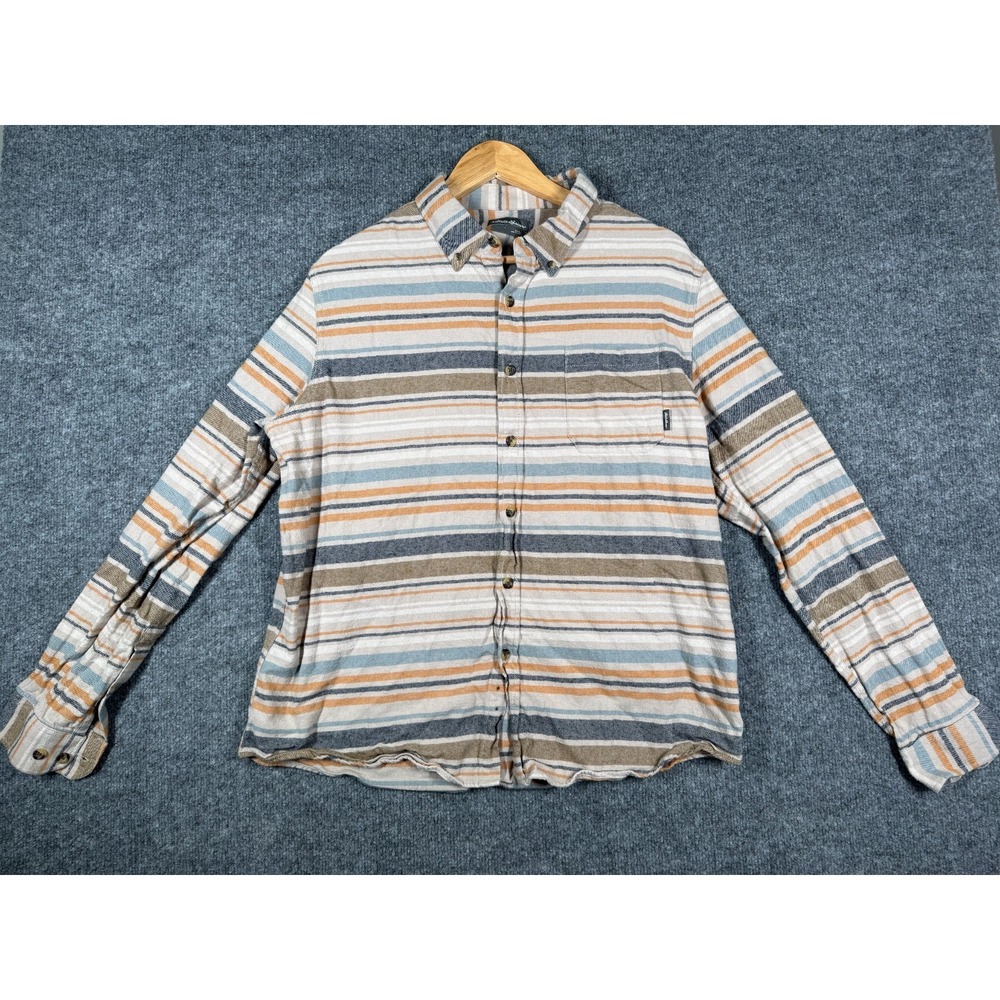 Eddie Bauer Flannel Shirt Mens Large Multicolor Striped Button Down Long Sleeve